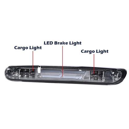 G-PLUS X-Type LED Third Brake Light Compatible with Chevy Silverado/GMC Sierra 2007-2014 3RD LED Bar Brake/Cargo Light Smoky lens Chrome Housing Amber Reflector