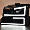 G-PLUS LED DRL Headlights, Compatible with 2003 2004 2005 2006 Chevy SIlverado/Avalanche 1500 2500 Bumper Headlamps, Smoky Lens Black Housing Clear Reflector,faros delanteros