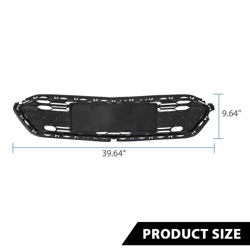 G-PLUS Honeycomb Grille Mesh Assembly Compatible with Chevy Cruze 2016-2018 Black Covers Automotive Car Front Bumper Lower