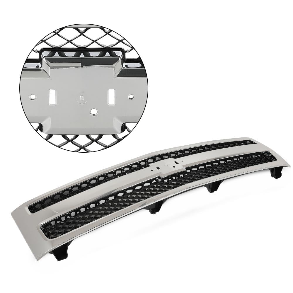 G-PLUS Chrome Truck Grill Compatible with Chevy Silverado 1500 Hybrid 2009-2013/Fit Silverado 1500 XFE 2010-2013/Fit Silverado 1500 LS LT LTZ WT 2007-2013 25810707 19303978 Front Bumper Grille Insert