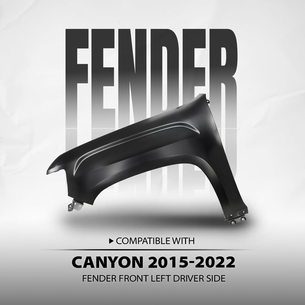 G-PLUS Fender Primed Steel Front Left Driver Side Compatible with GMC Canyon 2015 2016 2017 20108 2019 2020 2021 2022 GM1240405, 23354492 Black