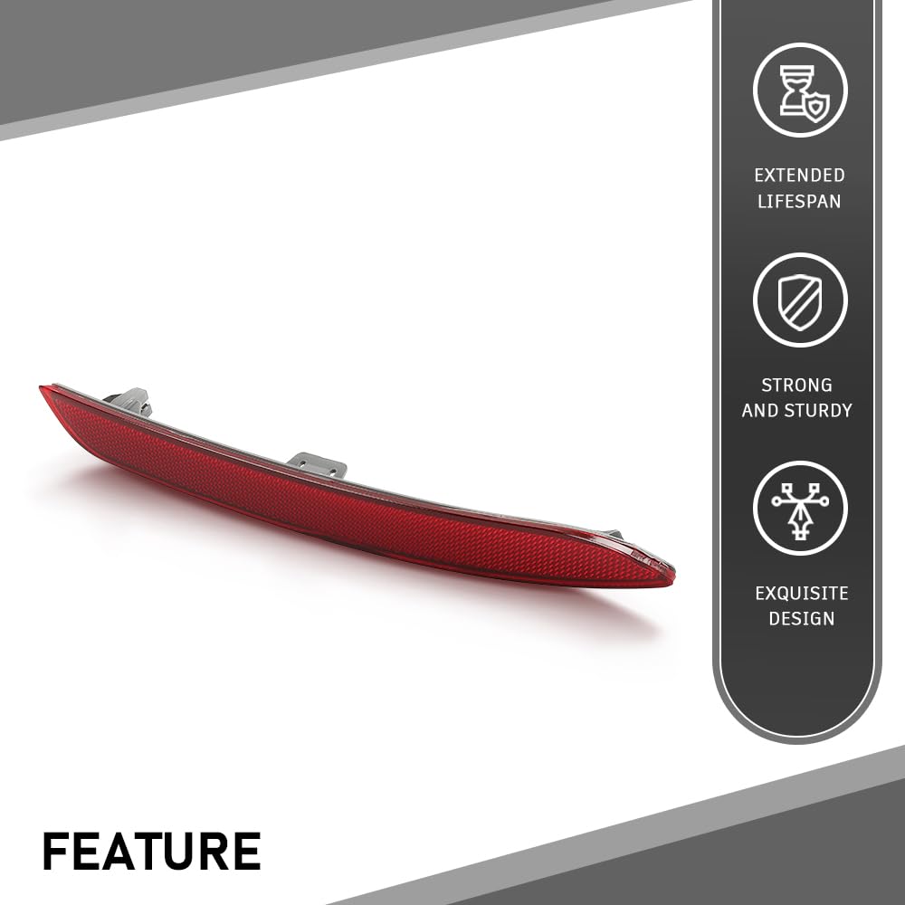 G-PLUS Rear Left Side Bumper Reflector Compatible with BMW M5 550i 550i xDrive 535i xDrive 2013-2016 63147842955 Red