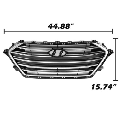 G-PLUS Front Upper Bumper Grille Chrome & Black Grill Trim Compatible With 2017-2018 Hyundai Elantra