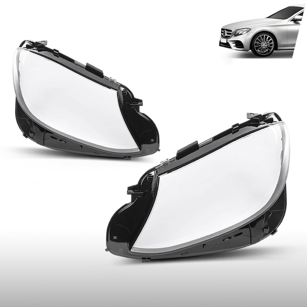 G-PLUS Headlight Lens Cover Compatible with Benz E-Class W213 E200L E300L E320L 2016-2023 2138202261C1, 2138202261, A2138202261, 1EG012076061 Left & Right Pair Front Headlamp Lens Cover Clear