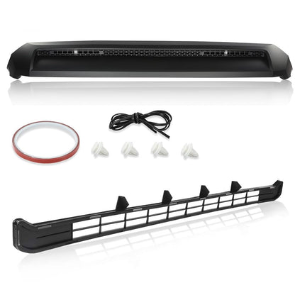 G-PLUS Front Upper Hood Bulge Molding Grille & Bumper Lower Grille Insert Compatible with 2014-2021 Toyota Tundra 761800C030C0 TO1231102 Black