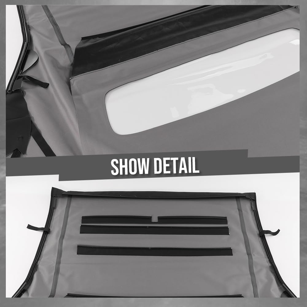 G-PLUS Canvas Convertible Soft Top w/Plastic Window Compatible with Ford Mustang 2005-2014 Black