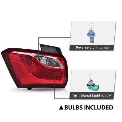 G-PLUS Rear Outer Left Tail Light Assembly w/Bulbs Compatible with Chevy Equinox 2018 2019 2020 Left Rear Brake Lamp Luces Traseras, GM2804132, 19418086, Red Lens
