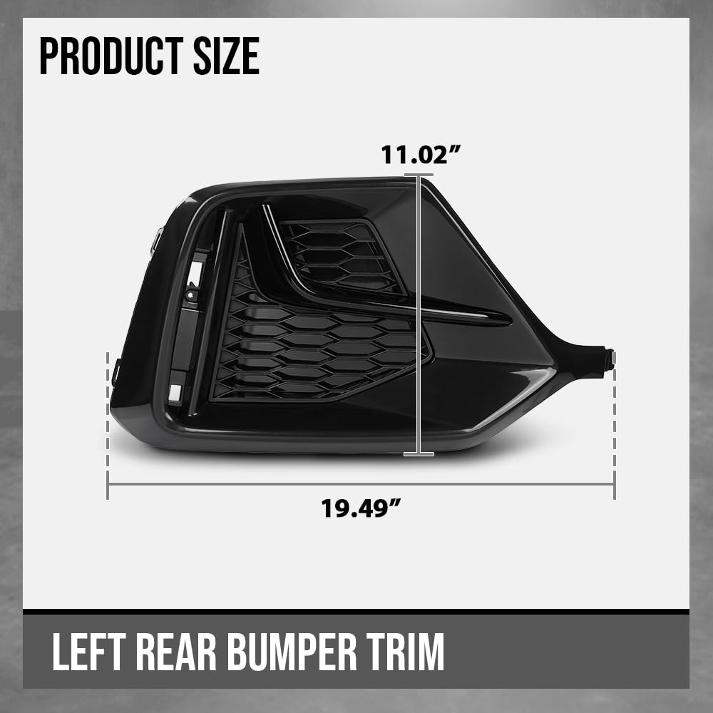 G-PLUS Bumper Trim Rear Left Side Compatible with Honda Civic 2020 2021 HO1138106, HO1138106C Glossy Black