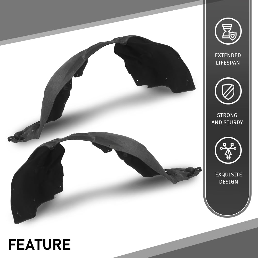 G-PLUS Fender Liner Inner Set Front Compatible with Cadillac XT5 2017-2023 GM1248276, GM1249276, 23395492, 23395493, 84088100, 84182806, 84182807 Black