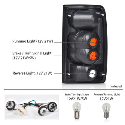 G-PLUS Tail Lights Brake Lamp w/Bulbs Compatible with Toyota Hilux Pickup Truck 1989-1995 8156089166, 8155089166, TO2800105, TO2801105 Clear Lens Chrome Housing LH&RH Luces TraserasAssembly
