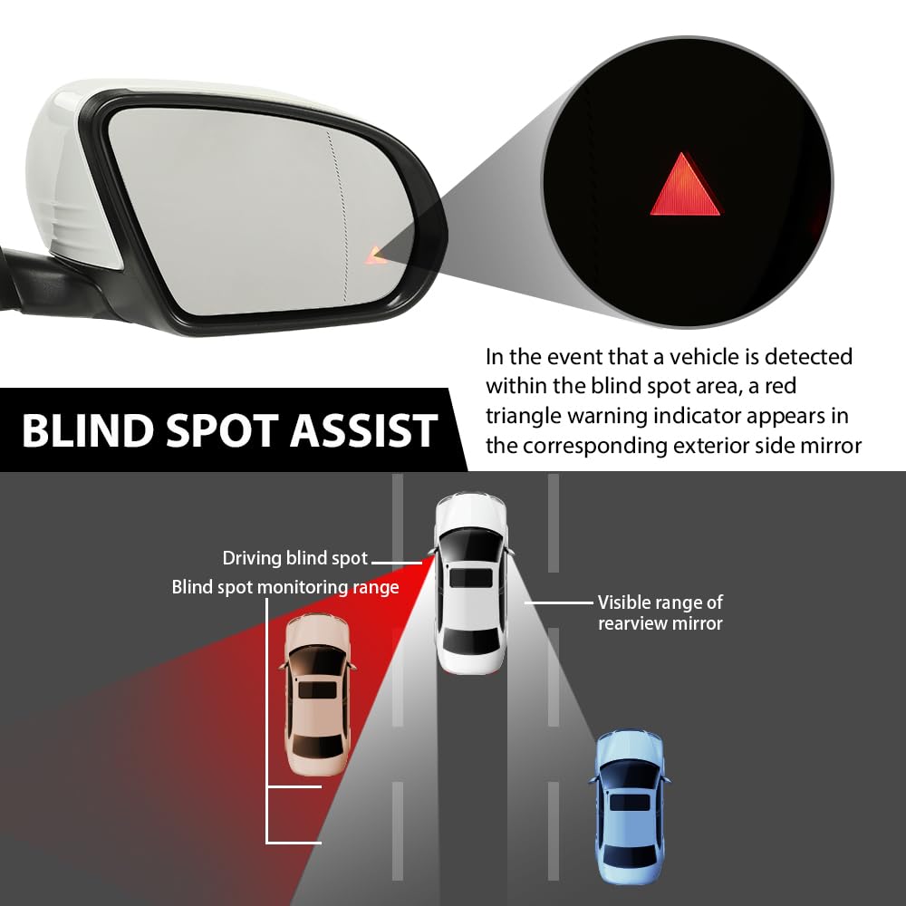 G-PLUS Rear View Mirror w/Blind Spot Right Passenger Side Compatible with Benz X253 Class GLC300 GLC350 2016-2021 2538101416 2538103500 White