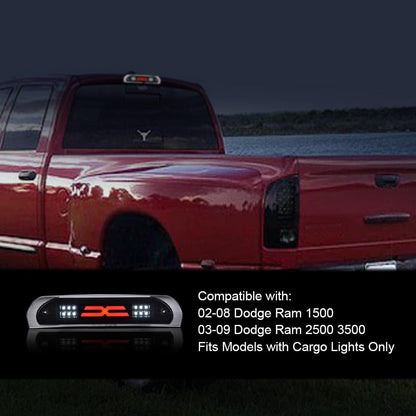 G-PLUS LED Third Brake Light Compatible With Dodge RAM 2002 2003 2004 2005 2006 2007 2008 2009, 3RD LED Bar Brake/Cargo Light,Type X Smoky lens Black Housing