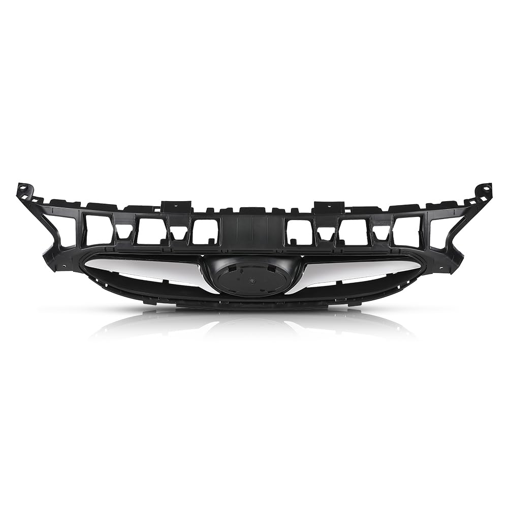 G-PLUS Front Bumper Upper Grille Grill Black Compatible with Hyundai Accent Sedan & Hatchback 2012-2014 Replacement for 863511R000, HY1200161