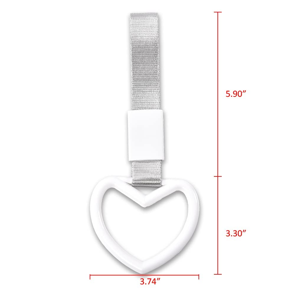 G-PLUS JDM Tsurikawa Ring Heart Subway Train Bus Car Handle Hand Straps Drift Charm,Rear Bumper Warning Ring (White)