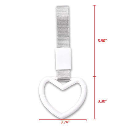 G-PLUS JDM Tsurikawa Ring Heart Subway Train Bus Car Handle Hand Straps Drift Charm,Rear Bumper Warning Ring (White)