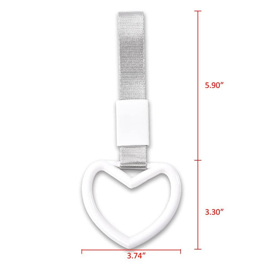 G-PLUS JDM Tsurikawa Ring Heart Subway Train Bus Car Handle Hand Straps Drift Charm,Rear Bumper Warning Ring (White)