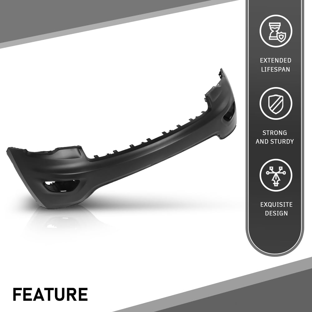 G-PLUS Bumper Cover Fascia Front Upper Compatible with Jeep Grand Cherokee 2016-2022,Fit Models without Park Assist System, With Tow Hook Holes