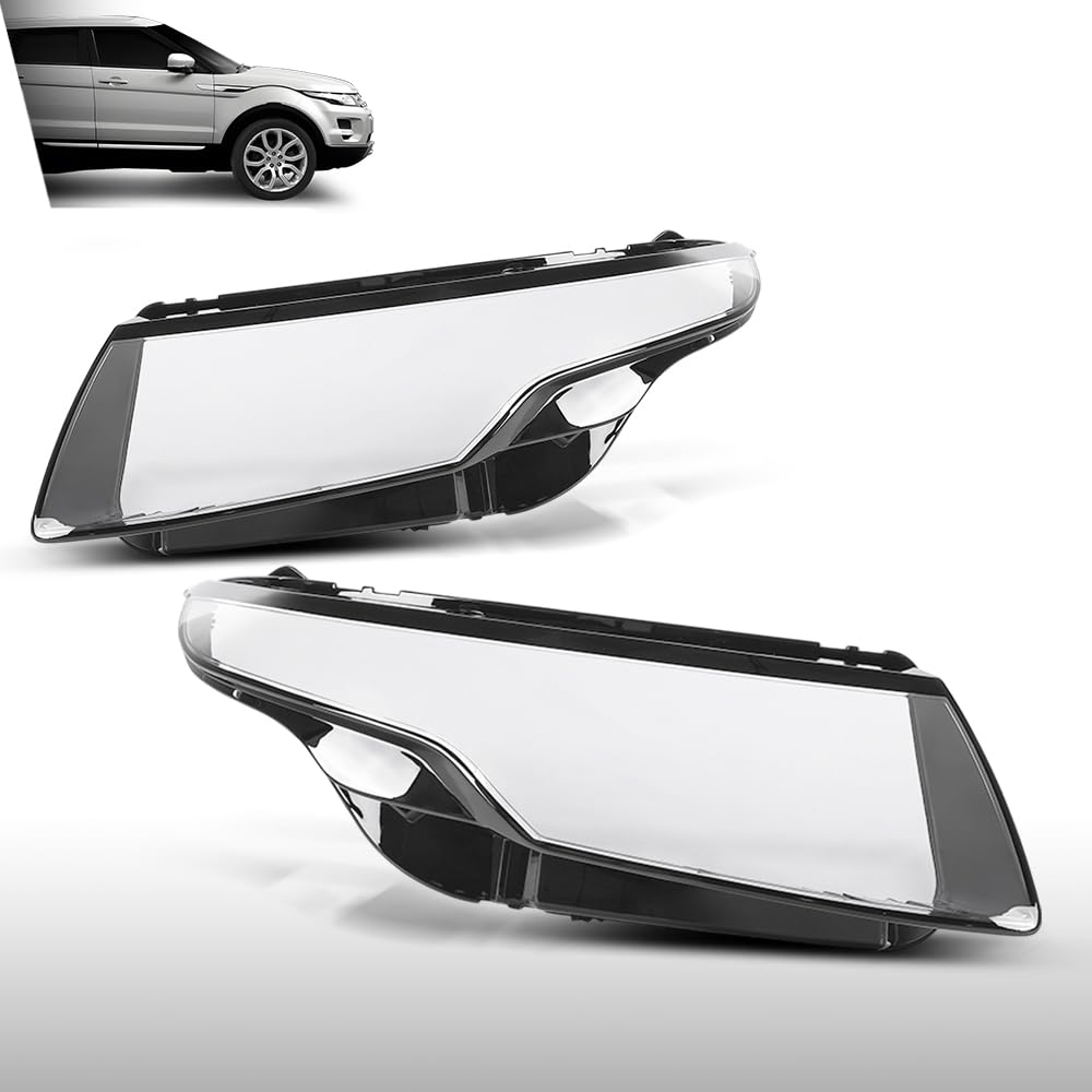 G-PLUS Headlight Lens Cover Compatible with Land Rover Range Rover Evoque 2011-2019 Left & Right Pair Front Headlamp Lens Cover Clear