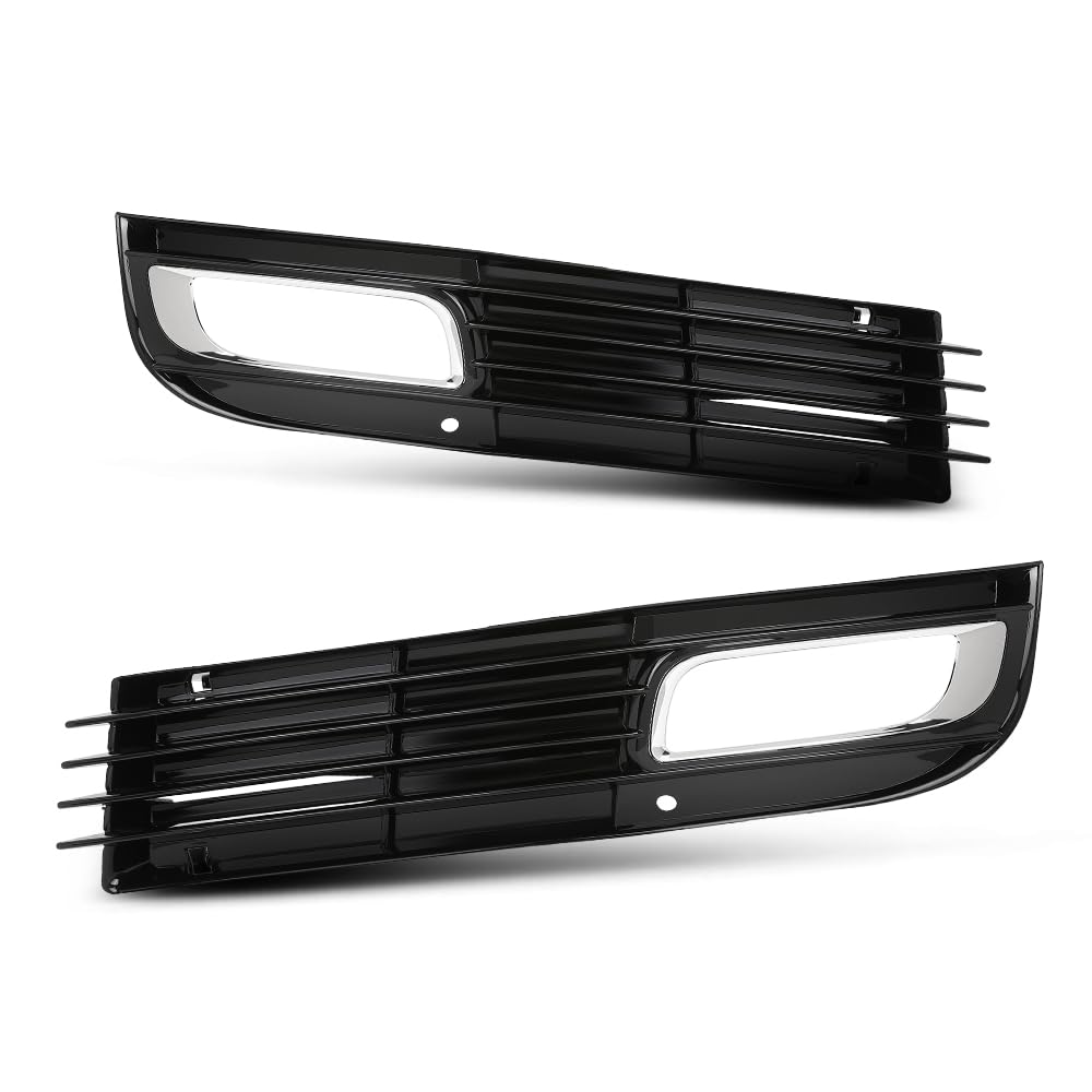 G-PLUS Front Bumper Fog Light Cover Grille Left & Right Compatible with Audi A8 D3 2008 2009 2010, Fit Audi A8 Quattro D3 2008-2010 4E0807680B, 4E0807679B Glossy Black