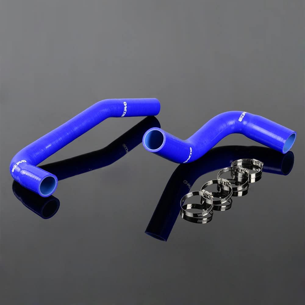 G-PLUS Silicone Radiator Coolant Hose Kit w/Clamps Compatible with Jeep Wrangler YJ/TJ 2.4L 4.2L 1987-2006 3-Ply Nylon Silicone 4.5mm Thickness Blue 2 PCS