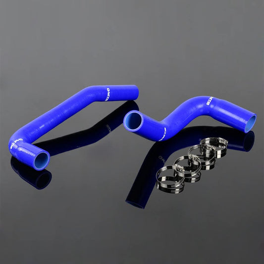 G-PLUS Silicone Radiator Coolant Hose Kit w/Clamps Compatible with Jeep Wrangler YJ/TJ 2.4L 4.2L 1987-2006 3-Ply Nylon Silicone 4.5mm Thickness Blue 2 PCS