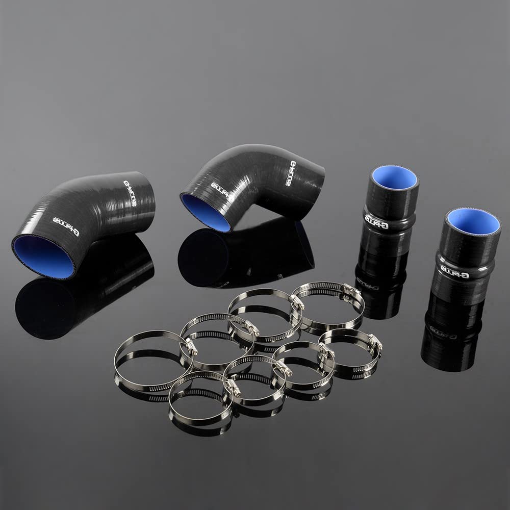 G-PLUS Silicone Intercooler Boost Hose Kit Clamps Compatible With chevrolet GMC 6.6L Duramax LLY 2004-2005 Black