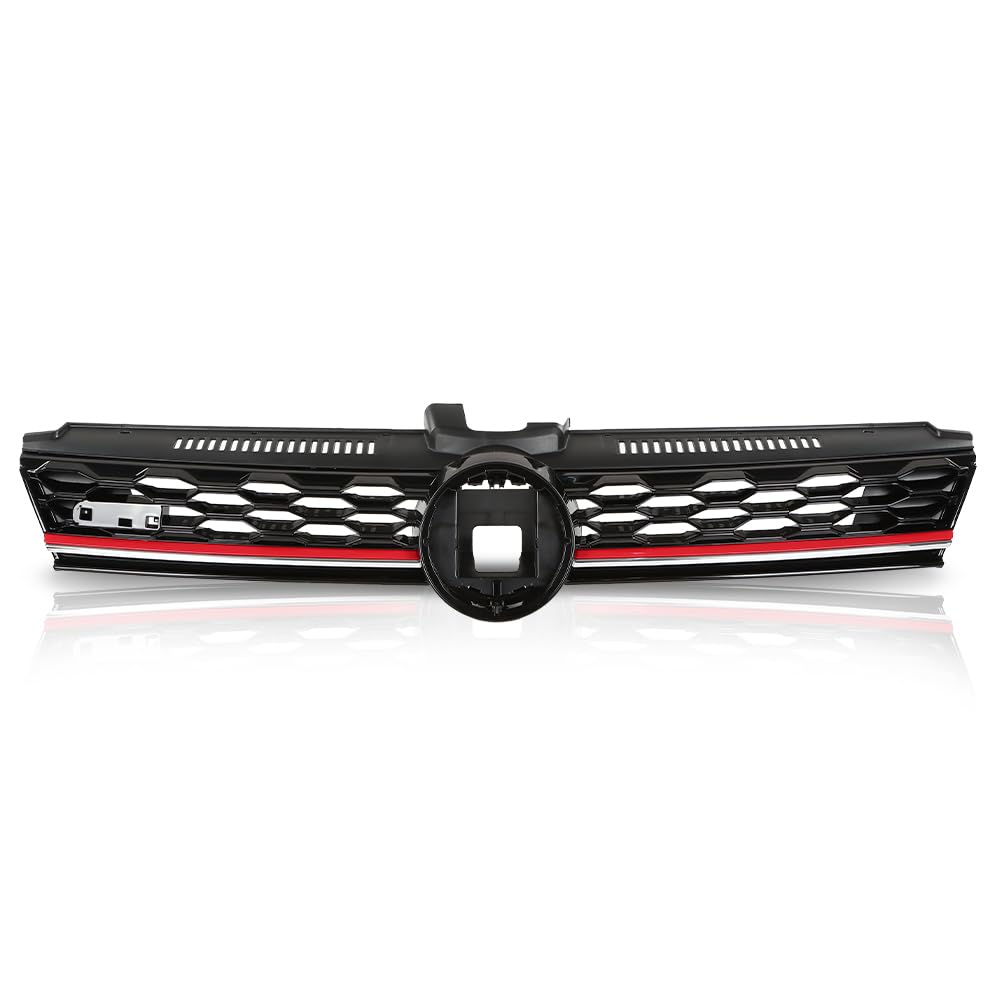 G-PLUS Front Bumper Hood Grille W/Red Trim, Compatible with Volkswagen Golf 7.5 2017-2019, 5GM853651AGCEE, 5GM853651AJCEE