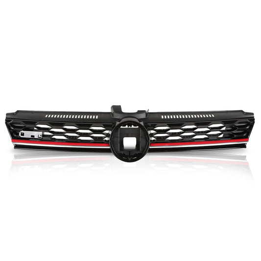 G-PLUS Front Bumper Hood Grille W/Red Trim, Compatible with Volkswagen Golf 7.5 2017-2019, 5GM853651AGCEE, 5GM853651AJCEE