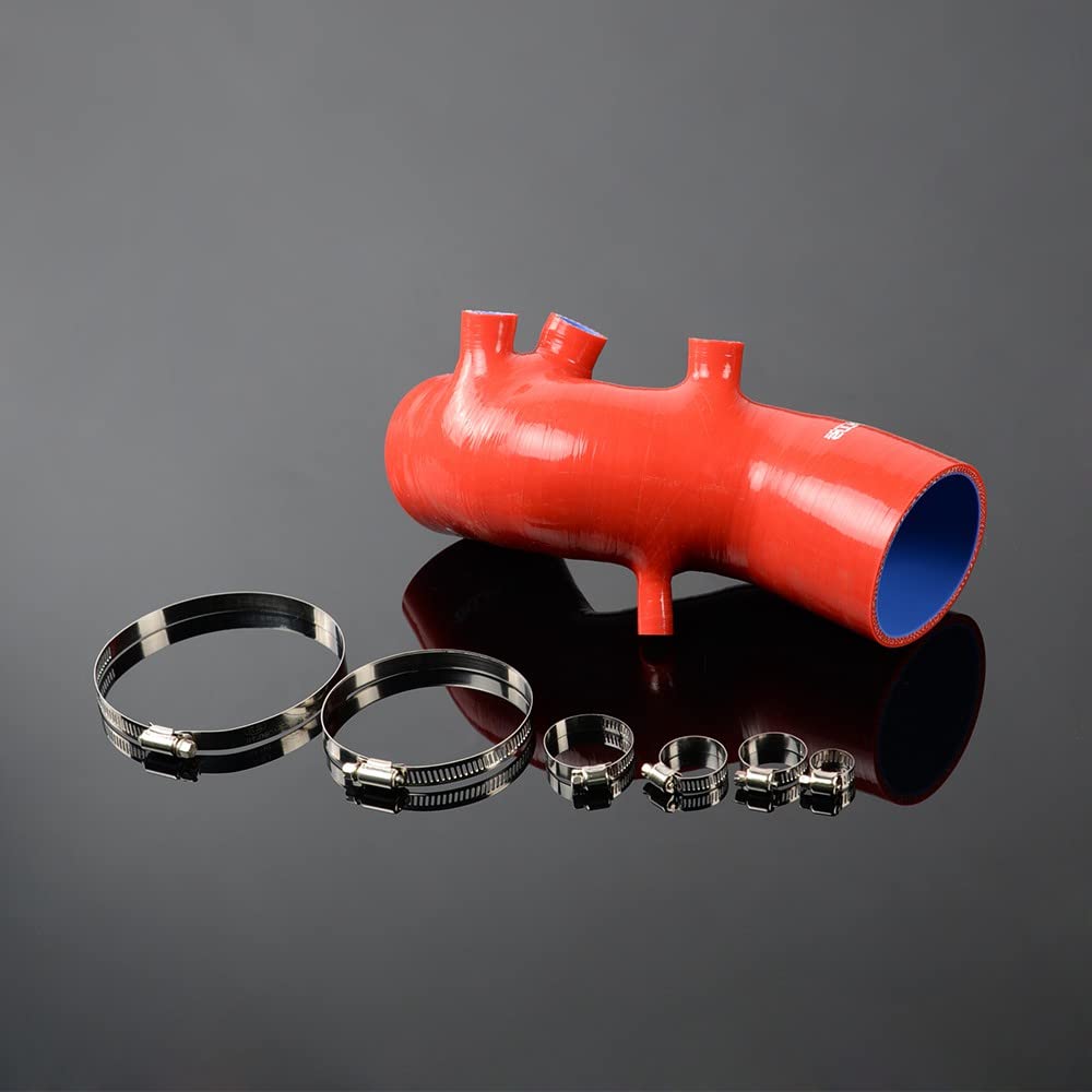G-PLUS Silicone Induction Intake Hose Kit Clamps Compatible With Toyota Supra 86-92 MK3 MA70 7MGE/7MGTE (Red)