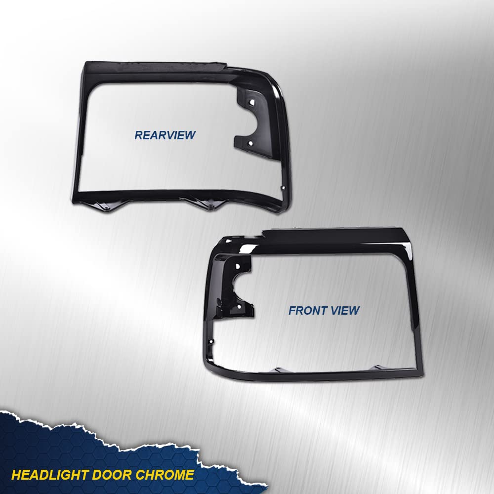 G-PLUS Headlights Trim Bezel Compatible with Ford F150 F250 F350 Truck 1992-1997/ Ford Bronco 1992-1996 Headlamps Door Bezel Left & Right 2 PCS Glossy Black