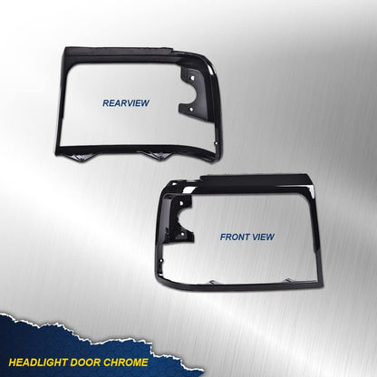 G-PLUS Headlights Trim Bezel Compatible with Ford F150 F250 F350 Truck 1992-1997/ Ford Bronco 1992-1996 Headlamps Door Bezel Left & Right 2 PCS Glossy Black