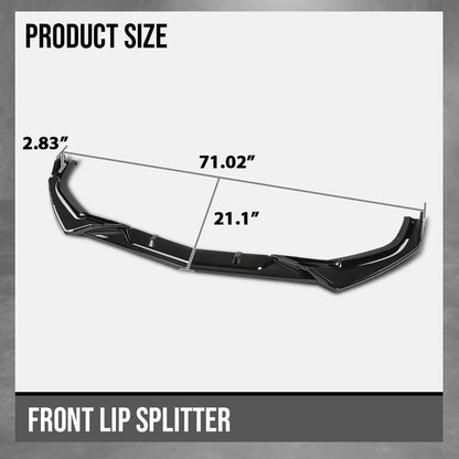 G-PLUS Front Lip Splitter Compatible with Honda Civic Sedan 4-Door 2016 2017 2018 2019 2020, Not Fit Coupe or Hatchback Models Glossy Black