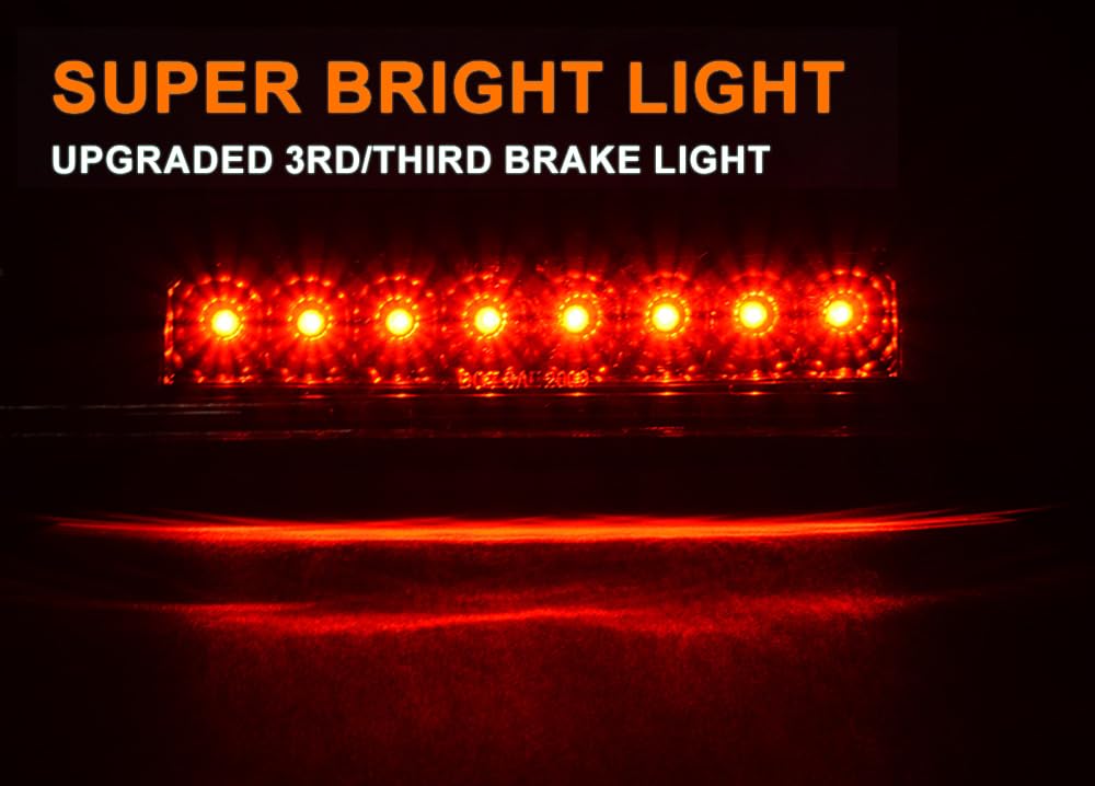 G-PLUS LED 3rd Brake Light, Compatible with Toyota Tacoma 1995-2015 Signal Stop Cargo Third Tail Lamp (Clear Lens Black Housing)