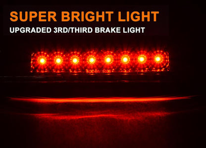 G-PLUS LED 3rd Brake Light, Compatible with Toyota Tacoma 1995-2015 Signal Stop Cargo Third Tail Lamp (Clear Lens Black Housing)