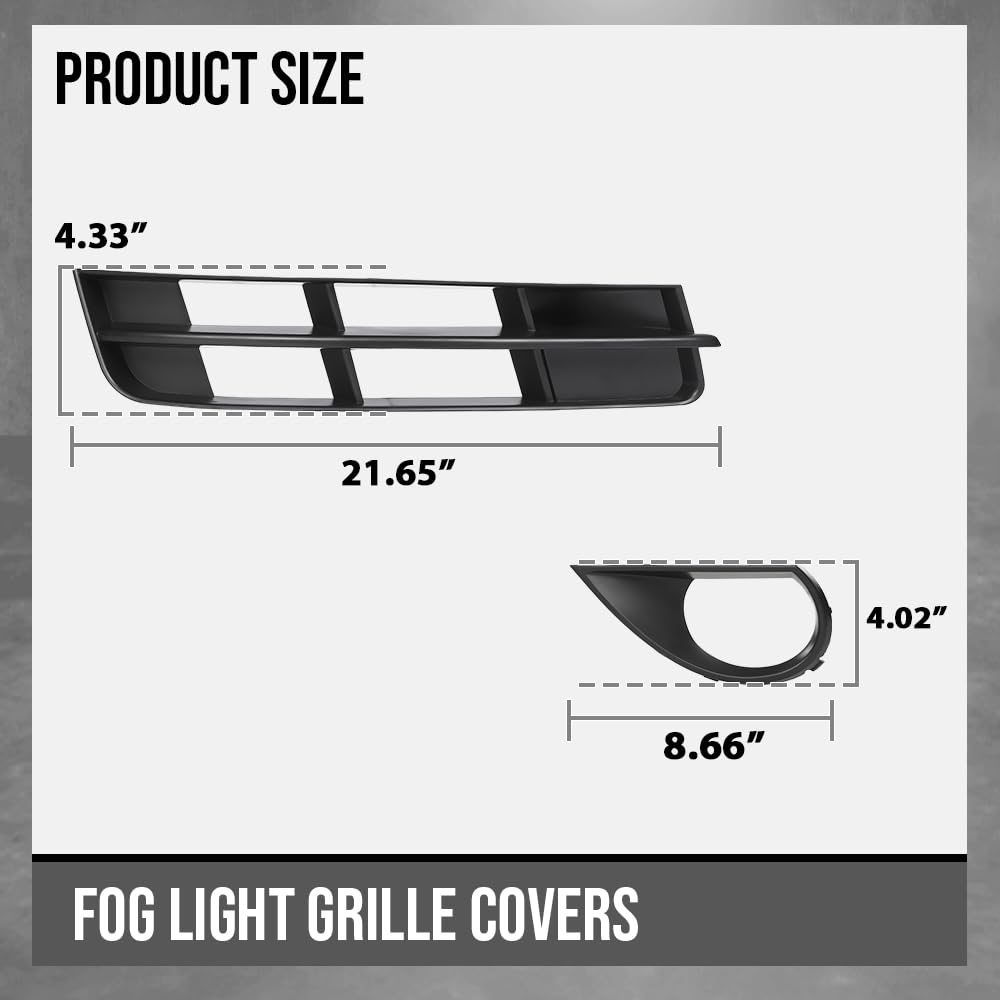 G-PLUS Front Bumper Lower Fog Light Grille Covers Pair Compatible with Audi Q7 Standard Base Model 2010 2011 2012 2013 2014 2015 (Not Fit Audi Q7 S-Line Model) 4L0807681B, 4L0807682B Black