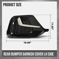 G-PLUS Rear Left Bumper Garnish Cover for Honda Civic Hatchback 2020-2021 Black Side View