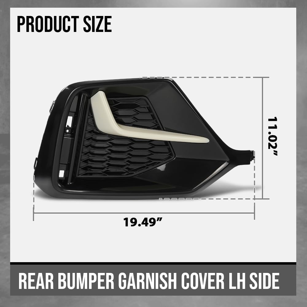 G-PLUS Rear Left Bumper Garnish Cover Compatible with Honda Civic Hatchback 2020 2021 71518-TGG-A50ZB, 71518 TGG A50ZB Black