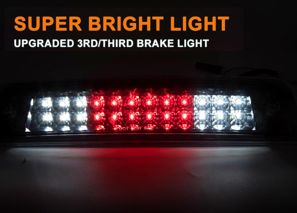 G-PLUS High Mount Dual Row LED 3rd Third Brake Light Compatible with Dodge Ram 1500 2009-2017 / Ram 2500 3500 2010-2017 High Mount Stop Cargo Lamps Assembly Black Housing