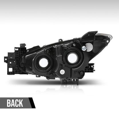 G-PLUS Headlight w/bulb Compatible with Mazda 3 2014 2015 2016 Bumper Headlamp BPW1510K0, MA2503144 Right Passenger Side Clear Lens Black Housing Amber Reflector