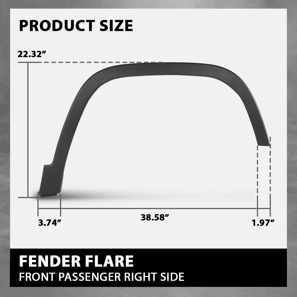 G-PLUS Fender Flare Front Right Wheel Opening Molding Compatible with Jeep Cherokee 80th Anniversary 2021,Fit Jeep Cherokee Altitude 2019-2023,Fit Jeep Cherokee Latitude Lux 2021-2022