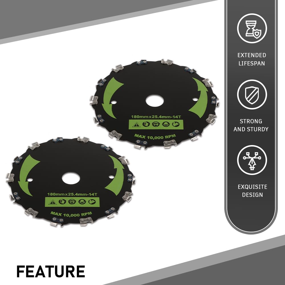 G-PLUS 2pcs 7" Chainsaw 14-Tooth Brush Blades Fit Bush Cutter Weed Eater Trimmer Head Black