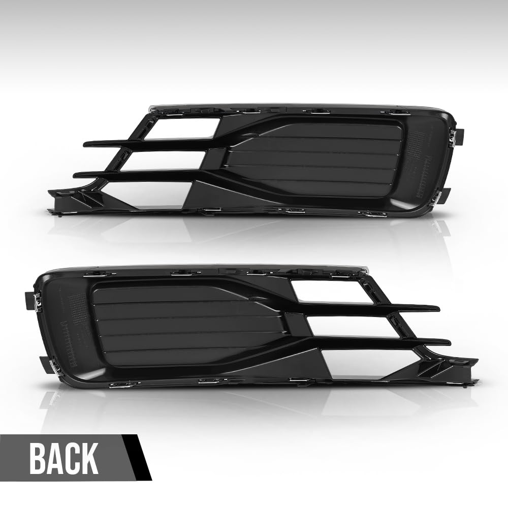 G-PLUS Front Bumper Foglight Cover Grill Compatible with Audi A6 C7 2014-2018, Not Fit S-Line Model 1028143, 4G0807647 Chrome Black