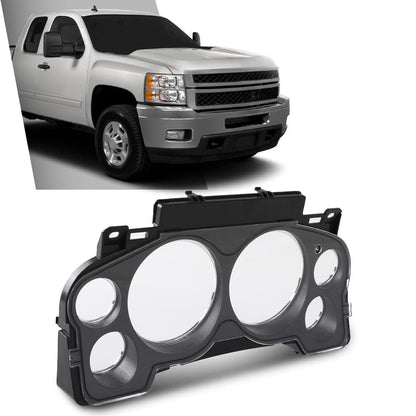 G-PLUS Gauge Cluster Lens Cover Trim Chrome Compatible with Chevy Silverado GMC Sierra Tahoe 2007-2013 10-0004B Black