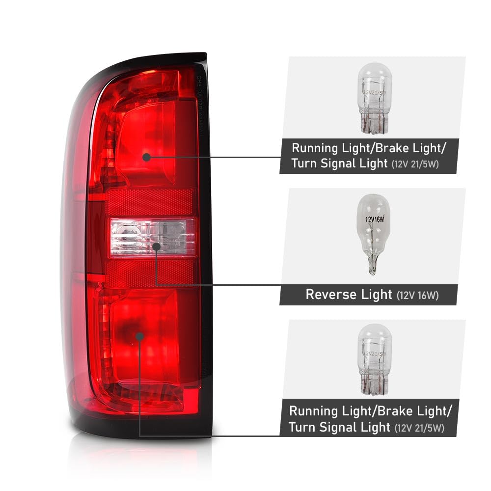 G-PLUS Tail Light w/Bulb Left Driver Side Compatible with Chevy Colorado 2015-2022 Fit for 4-Door Crew Cab and 4-Door Extended Cab Only GM2800270 84169777 Luces Traseras Rear Brake Lamps Assembly