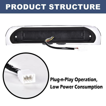 G-PLUS LED Third Brake Light Compatible with Dodge Ram 1500 2002-2008, Fit Dodge Ram 2500 3500 2003-2009 3rd Brake Cargo Light, Clear Lens Black Housing, 5072594AB
