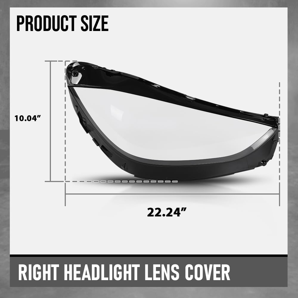 G-PLUS Headlight Lens Cover Compatible with Benz W206 C200 C300 C43 C63 2021 2022 2023 Right Side A2069063003 Front Headlamp Lens Cover Clear Lens