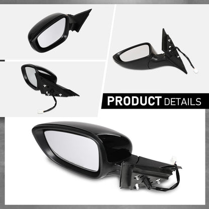 G-PLUS Power Mirror Left Driver Side Compatible with Honda Accord Sedan 2018-2022 1.5L 76258TVAA02 76251TVAA01ZJ HO1320328 Glossy Black 3-Pin Manual Folding