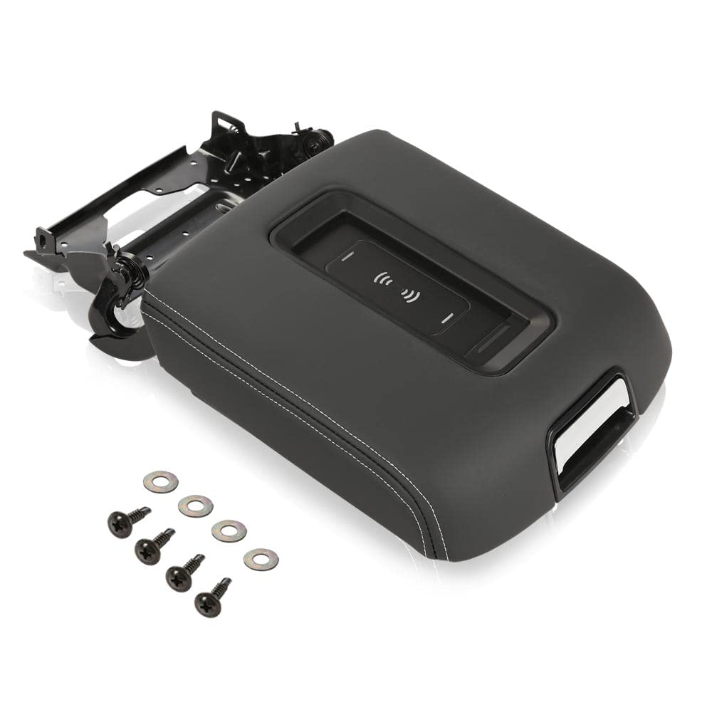 G-PLUS Center Console Armrest Lid w/Wireless Charger Compatible with Chevy Tahoe Suburban 2015-2019, Fit GMC Yukon/Yukon XL Center 2015-2019 Console Armrest Lid, 0227083AA L0227083AA, Black