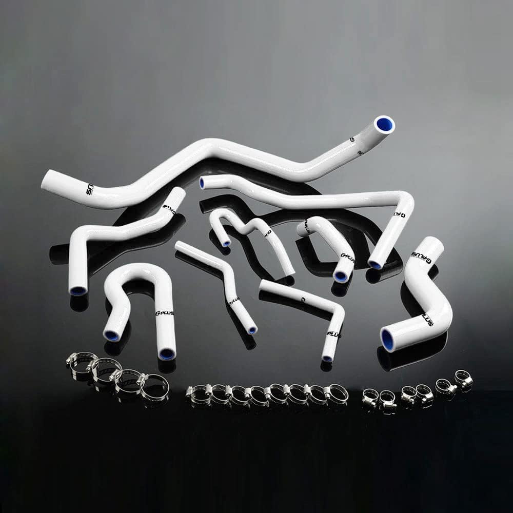 G-PLUS Silicone Radiator Coolant Hose Pipe Kit Clamps Compatible With Civic 1.6l Sohc D15 D16 EG EK 1992-2000 (D-White)