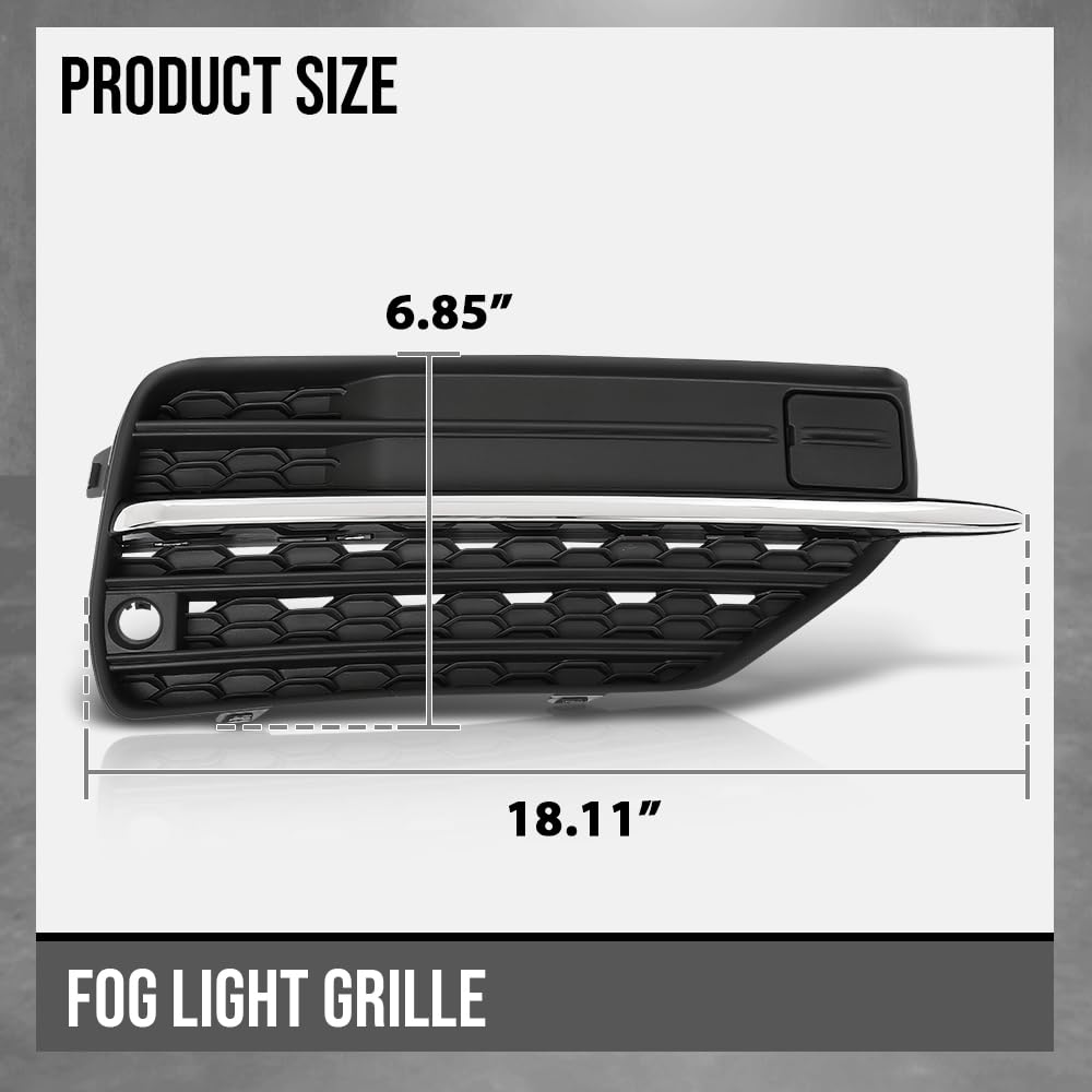 G-PLUS Front Right Fog Light Hole Cover Compatible with Volvo XC90 2016 2017 2018 2019 313830457, VO1039108 Chrome Black